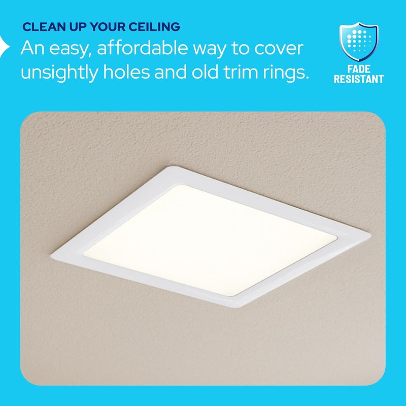 KASTLITE Custom Sized Goof Ring (Square) in Solid White | .080" Thick Acrylic Trim Ring for Recessed Downlights | Covers Holes in Ceilings | Custom OD and ID Measurements | 1 Pack - Image 4